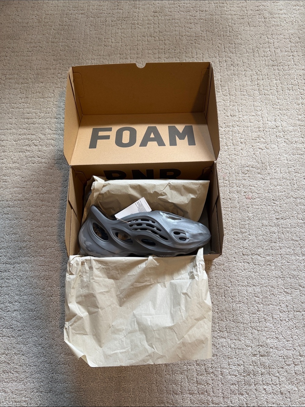 Yeezy Foam Runner Sandal in Dark Gray - Ventilated Sculpted Design